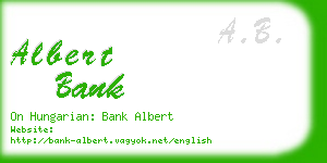 albert bank business card